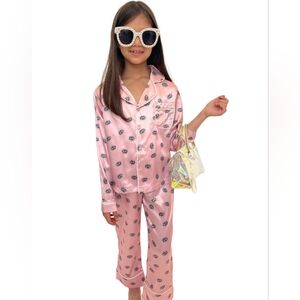 Lola + the Boys Evil Eye Silky Pajama Set, girls size 8, EUC